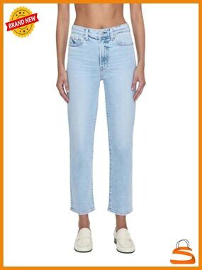 High Rise Straight Leg Jeans with Button Fly - Cropped